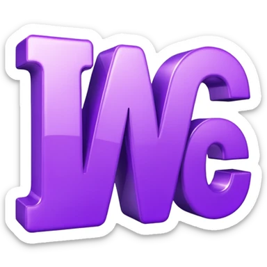 3D text that spells "me" in a shiny purple font  sticker