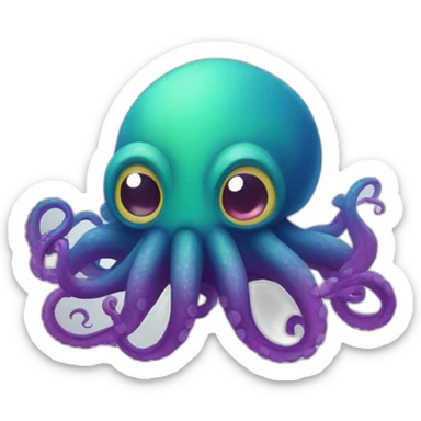 a multi-colored kraken who is afraid sticker