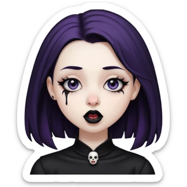 Goth girl with her eyes rolled up and towards her nose and her tongue sticking out doing uwu face sticker