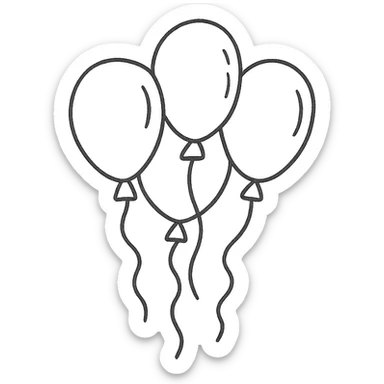 a bunch of hand-drawn outlined balloons, playful sticker