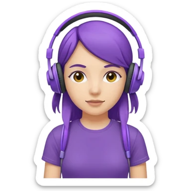 girl with purple headphones and tshirt sticker