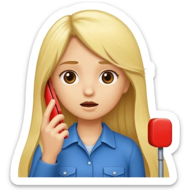 blonde cartoon girl long hair calling timeout sticker