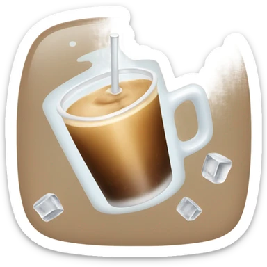 White cup of iced coffee with ice cubes sticker