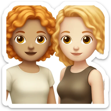 two girls in italian glass one with orange hair and pale skin and the other with brown hair  sticker