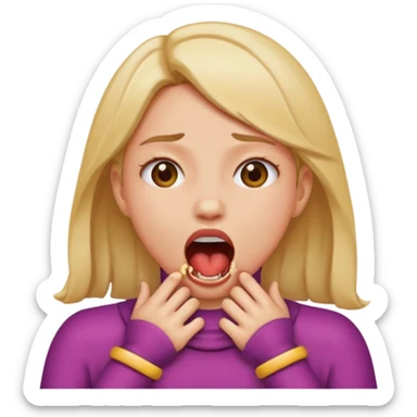 make me an emoji with a girl chocking herself out with her mouth open  sticker