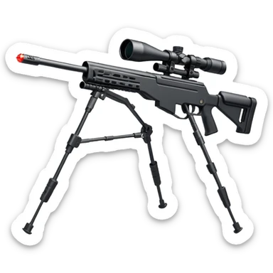 Mini ICBM launching lightweight sniper rifle wire stock, extended mag, assassin, bipod, laser sticker