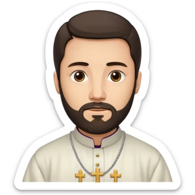  orthodox priest with dark brown long hair in a low pony tail and beard   sticker