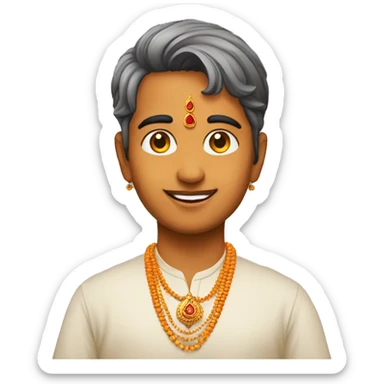 A pandit boy with tilak sticker