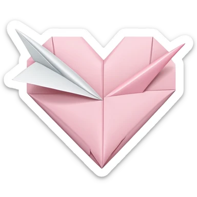 Pale pink classic heart and paper airplane sticker