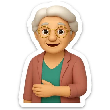 Remove the corgi from the image, leaving only the grandmother. The style should be 3D emoji style with a transparent background. sticker
