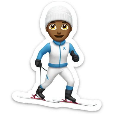 Cross country skier in white clothes sticker