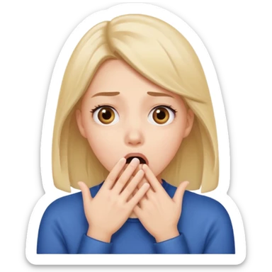 Shocked girl coveribg her mouth but enjoys the drama lowkey sticker