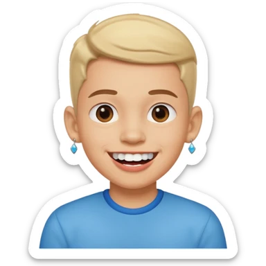 smiling boy with earrings indoors big lips & white teeth sticker