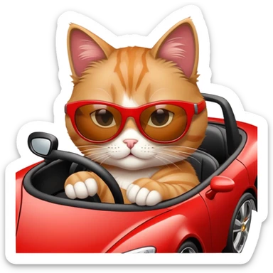 Cat with sunglasses driving a fast car sticker