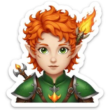 Archer elf with flaming orange curls sticker
