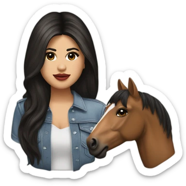 Selena Gomez with an horse head sticker