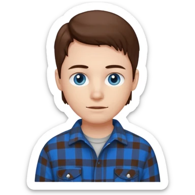Chico blanco ojos azules pelo castaño y camisa de franela sticker