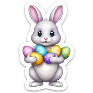 Easter bunny with eggs sticker