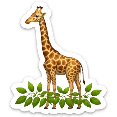 giraffe eating leaves sticker