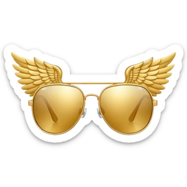 fancy gold sunglasses with wings sticker