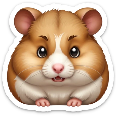 angry hamster with puffed cheeks and furrowed brows sticker