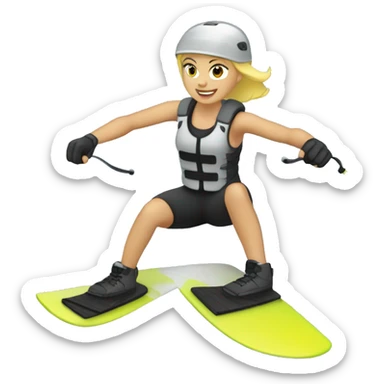 Blond Girl with grey helmet on wakeboarding  sticker