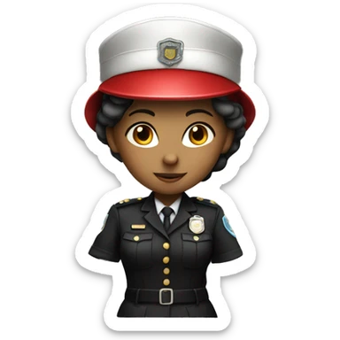 An officer girl with red cap sticker