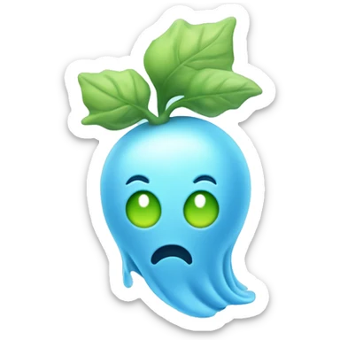 light blue ghost with sprout on top of it’s head  sticker