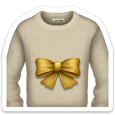 Knit sweater with golden bow glittery design sticker