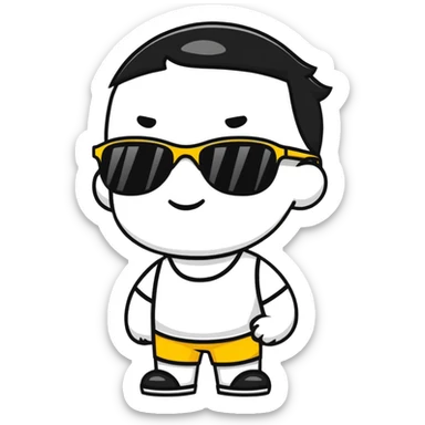 Fun character looking super cool with sunglasses and a confident pose sticker