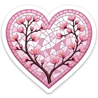 sakura heart with a mosaic pattern sticker