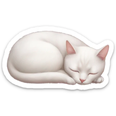white cat sleeping on a soft pink silk pillowe sticker