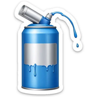 Blue spray paint can for graffiti with paint dripping sticker