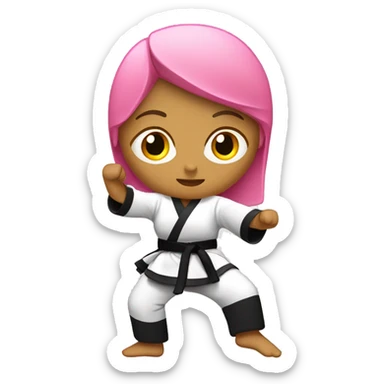 karate woman with pink and black gi   kicking full body sticker