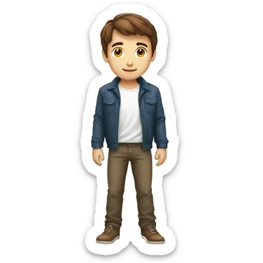 handsome brown hair boy white posing gallantly sticker