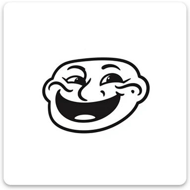 Hand-drawn troll face meme with classic grin, used in YouTube videos sticker