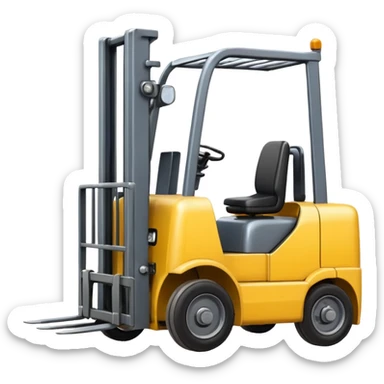 A smiling, anthropomorphized forklift sticker