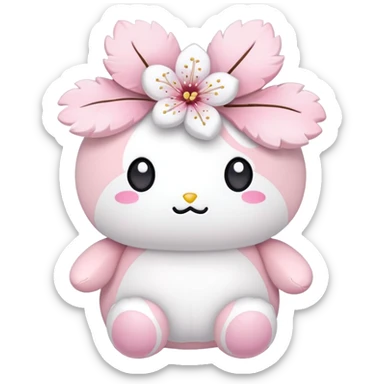 Cute Pastel pink and white Cherry Blossom Sakura Plushie sticker