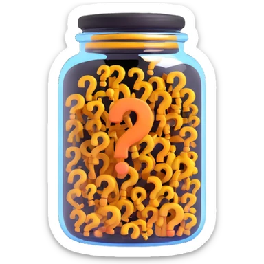 glass jar filled with question marks sticker