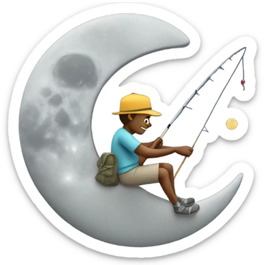 Man fishing on top of moon  sticker