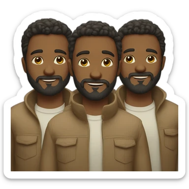 three brothers, two of them with beard sticker