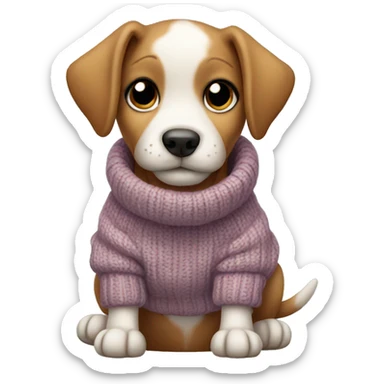 cute puppy wearing cozy sweater sticker