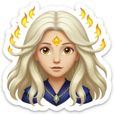 White Long Haired Women, Mystic seer — hair floating, glowing eyes sticker
