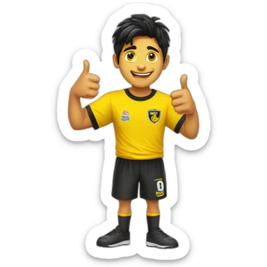 Hyderabad Fc Football Club Supporter yellow black t-shirt thumbs up indian boy black hair sticker
