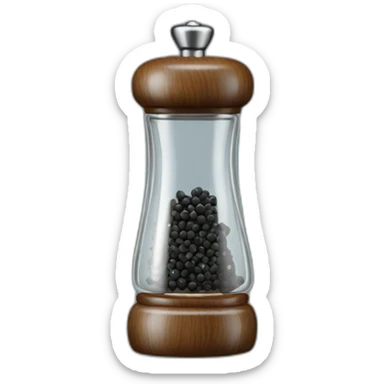 glass pepper mill with black pepper  sticker