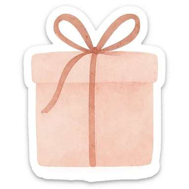 pink gift, watercolor art style sticker