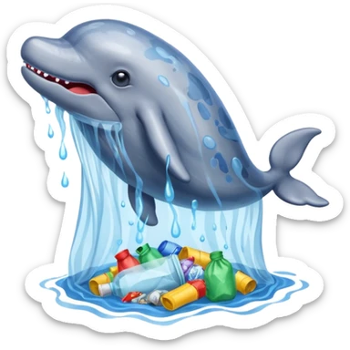 whale stuck in plastic waste bag sticker
