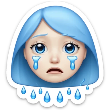 a computer crying, blue tears  sticker