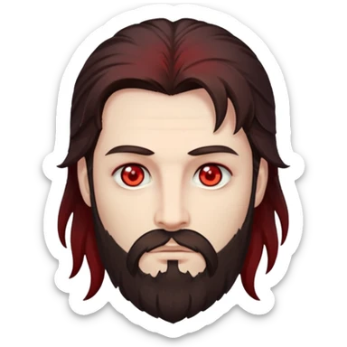 Evil, shadowie Male lord with Red glowing eyes and Long darkBrown Hair and chin beard sticker