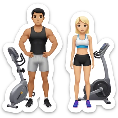 Amigo pelo negro y amiga rubia en el gimnasio sticker